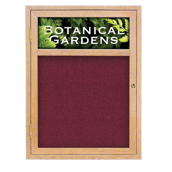 Sliding Glass Door Radius Letterboard, Hdr, 72"x48", Brnz/Burgundy Vinyl